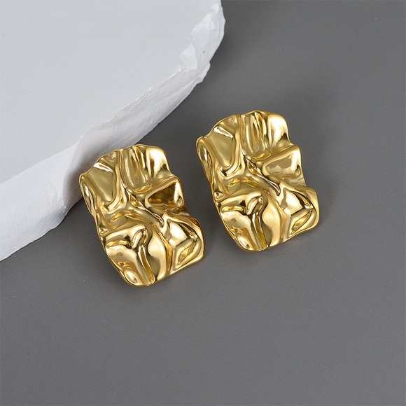 NEW💎24K Gold Rectangular Earrings*Vintage Inspired Earrings*Waterproof J… - Picture 7 of 9